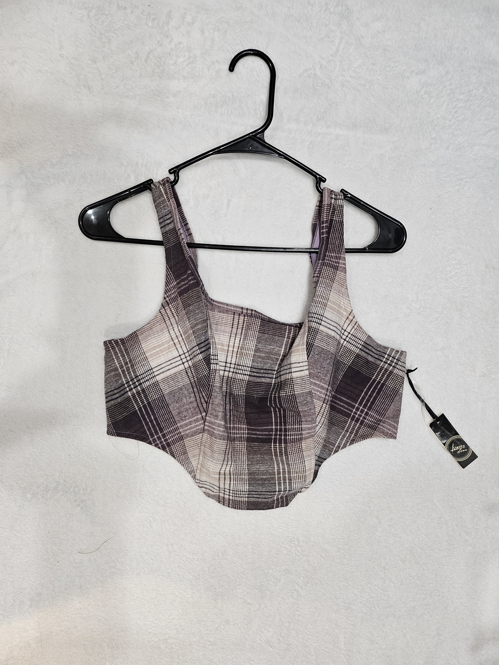 Liberty Love Plaid Corset Crop Top - Purple/Taupe